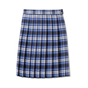 At The Knee Plaid Pleated Skirt